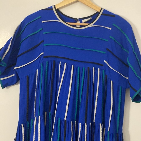 Bodice blue vertical strip swing dress - Picture 2 of 5